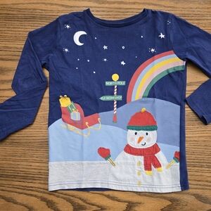 Mini Boden Christmas Rainbow Snowman Shirt Size 6-7 - Sleigh Presents North Pole